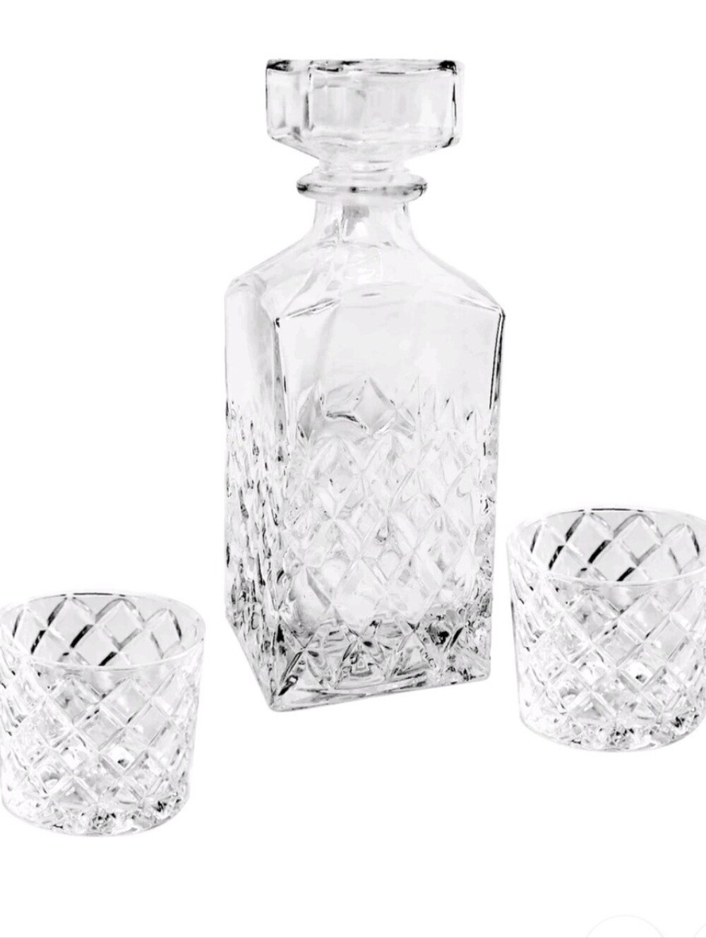 Better homes Crystal Cut Glass Decanter and Double Old Fashioned Glasses - Clear